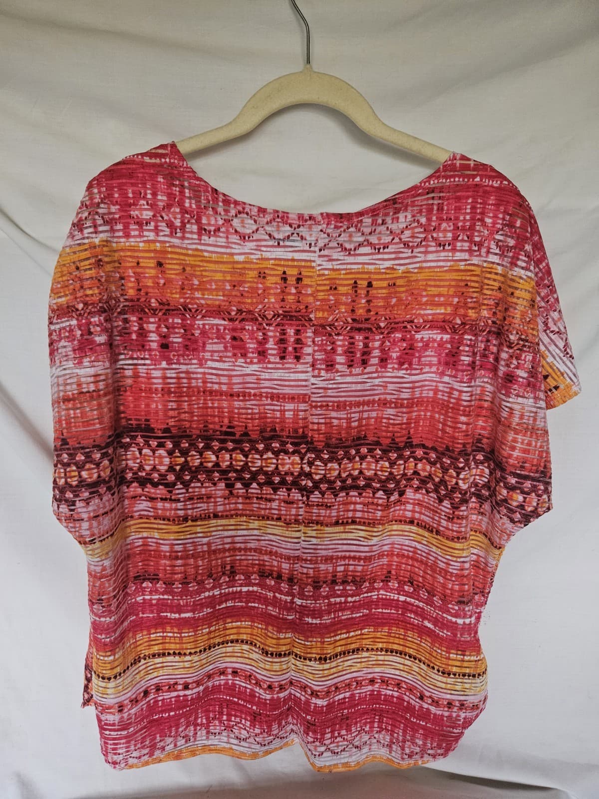 Kim Rogers Large multi colored Abstract Top Blouse w/built in Tank S/s - Thumbnail 2
