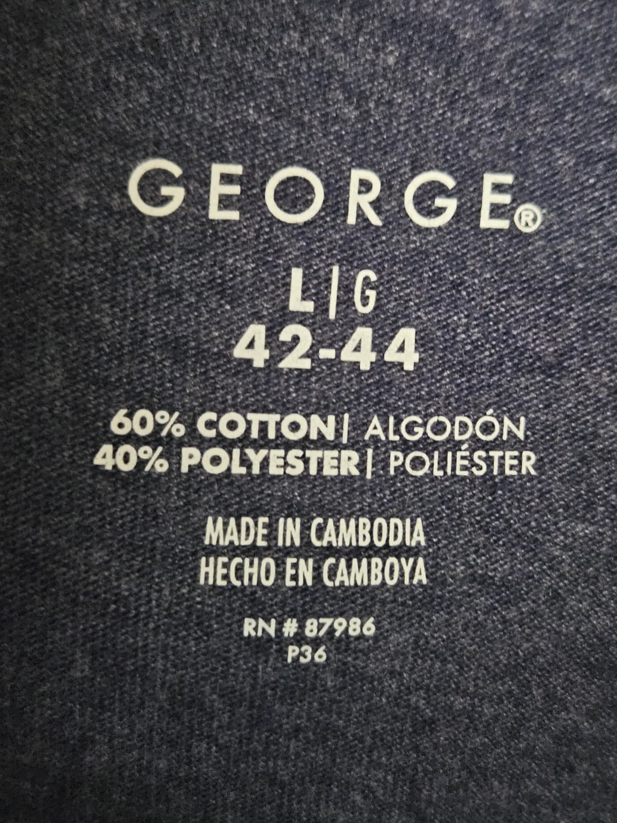 George 42-44 Large Navy Blue w/White check Block Pullover Polo Shirt S/s - Thumbnail 3