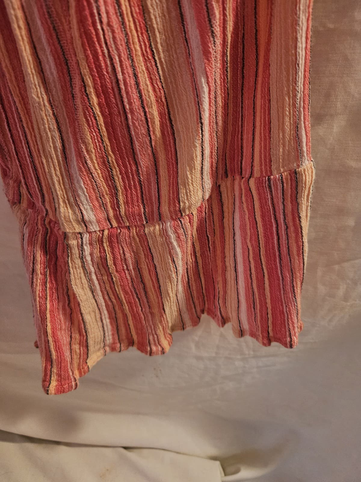 Catherines 2X Multi colored Striped Peasant Blouse decorative tassles 3/4 Sleeve - Thumbnail 3