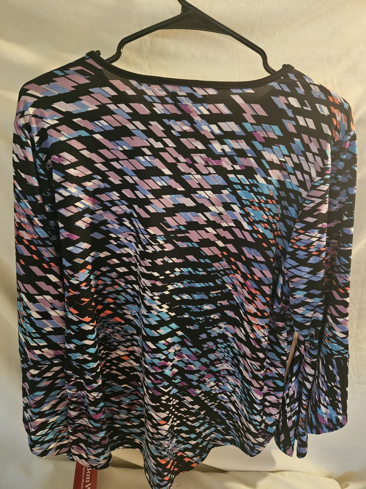 NWT BonWorth Small Petite SP Geometric Multi Colored Top Tunic Blouse 3/4 Sleeve - Thumbnail 2