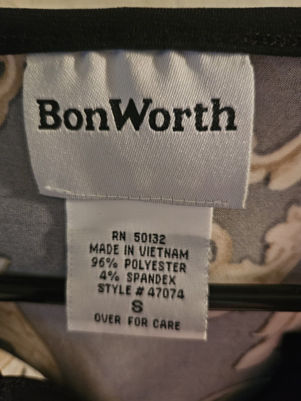 NWT BonWorth Small Shark Bite Chain Link Floral Top Tunic Blouse 3/4 Sleeve - Thumbnail 4