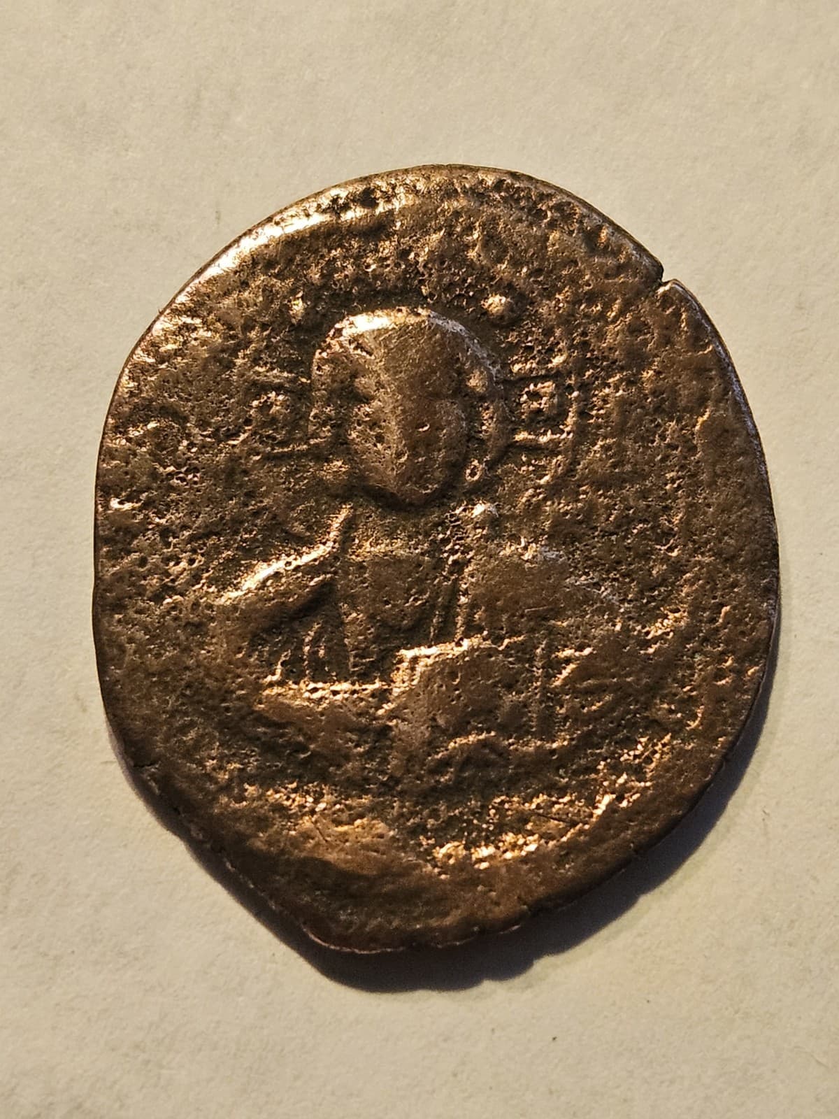 BYZANTINE Empire Anonymous AE Jesus Christ Follis Coin - Thumbnail 2