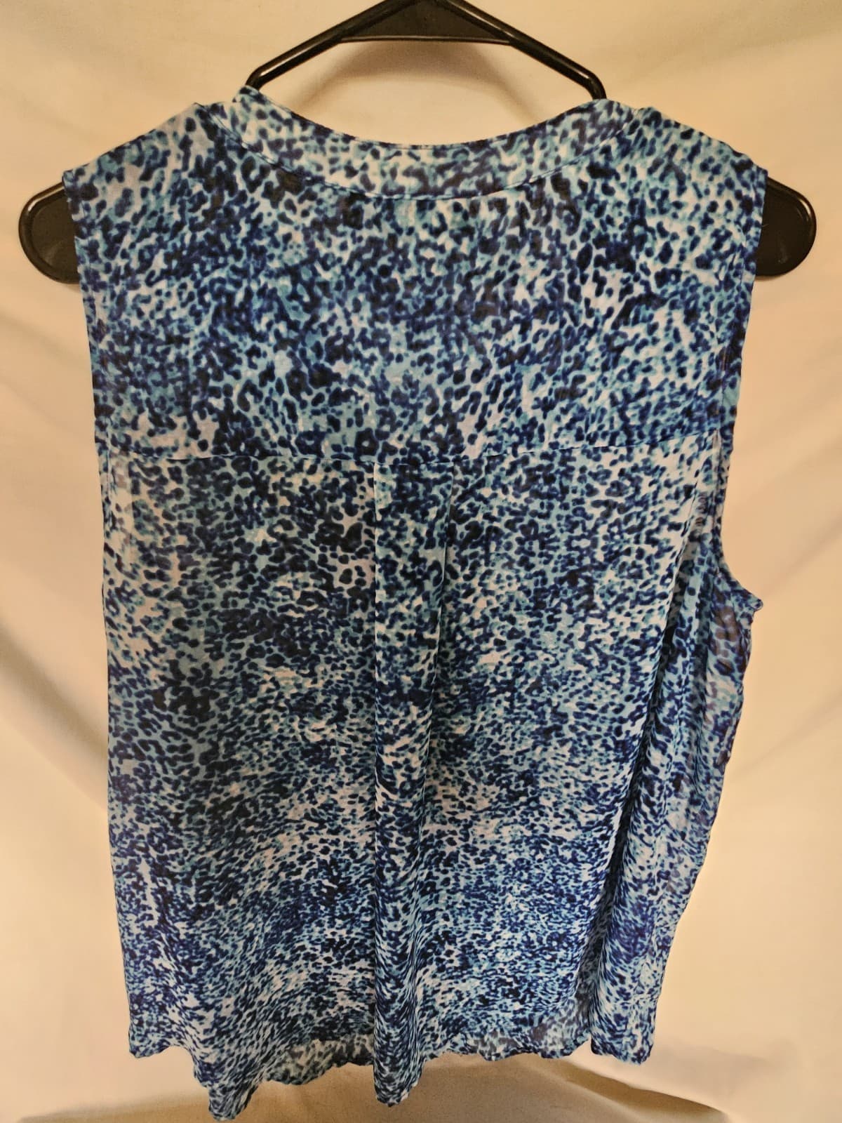 APT. 9 Womens 1X Sheer Blue Abstract Tunic Cover Up Blouse Top sleeveless - Thumbnail 2