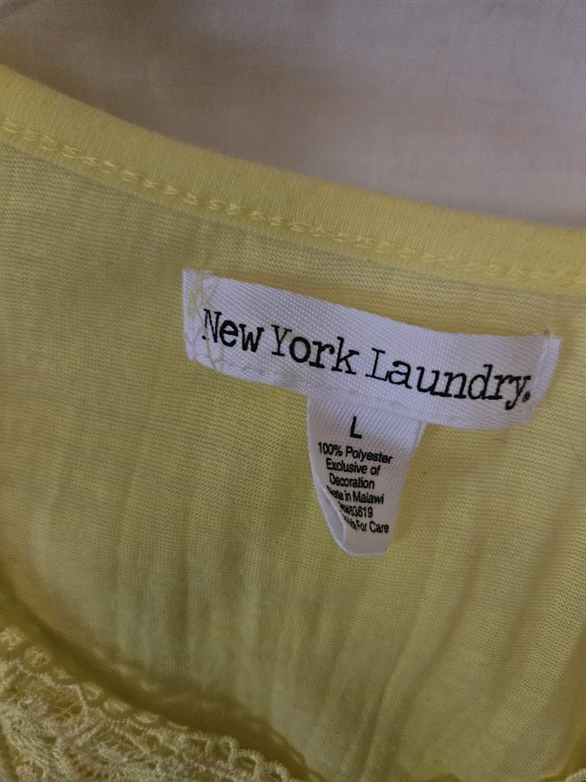 New York Laundry Large Yellow Lace Peasant Blouse S/s decorative tassles - Thumbnail 3