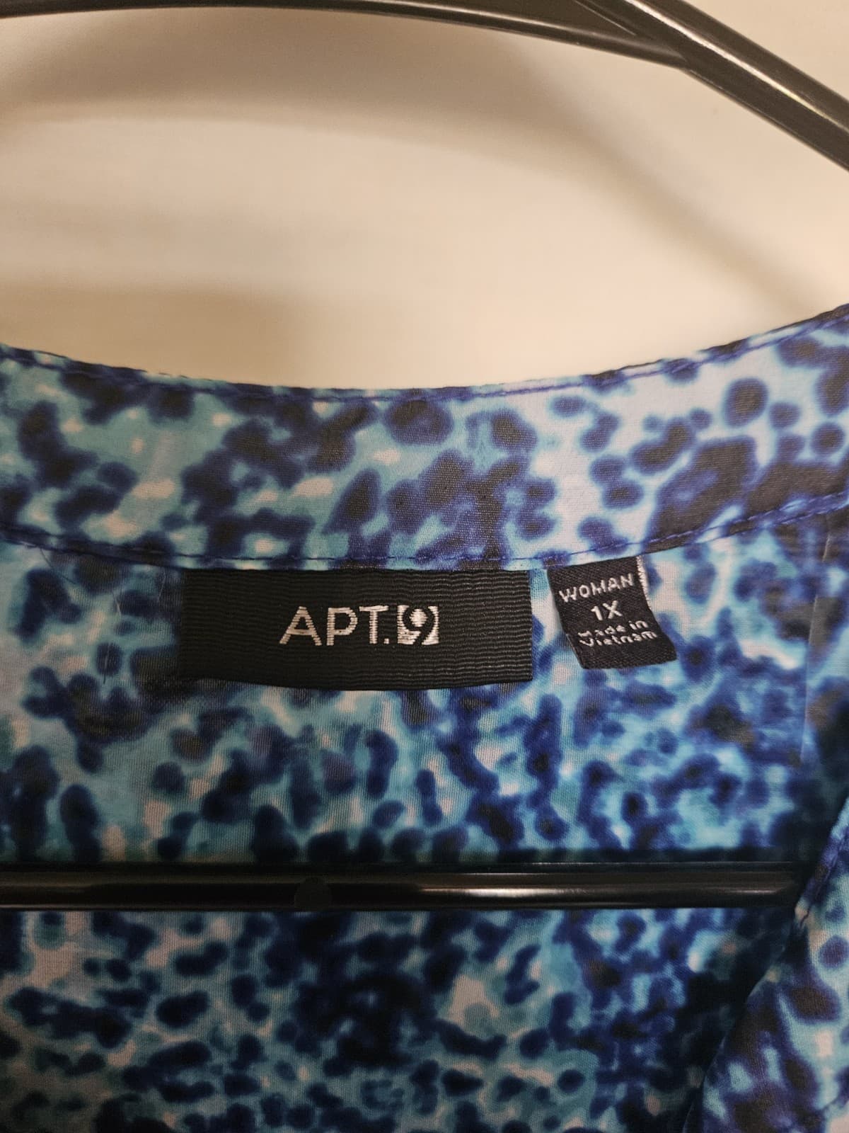 APT. 9 Womens 1X Sheer Blue Abstract Tunic Cover Up Blouse Top sleeveless - Thumbnail 3