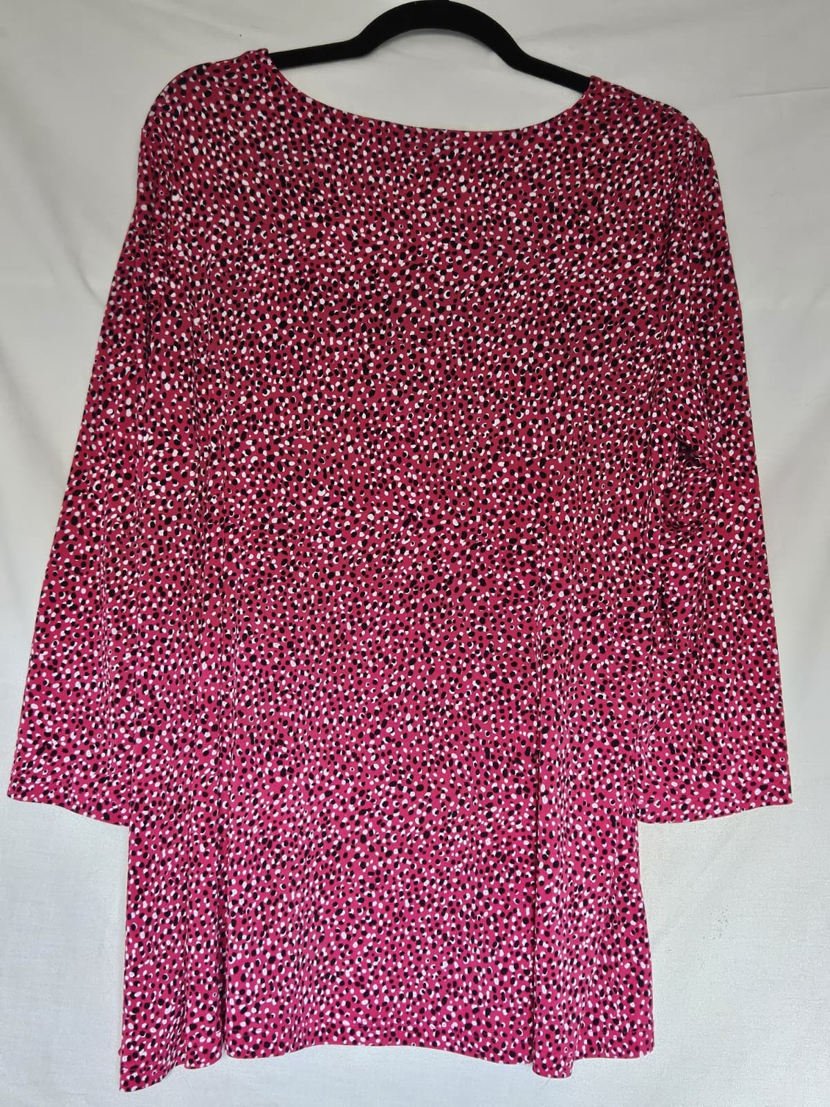 Susan Graver LARGE Polka Dot Pink Magenta White Black Top Blouse 3/4 Sleeve - Thumbnail 2