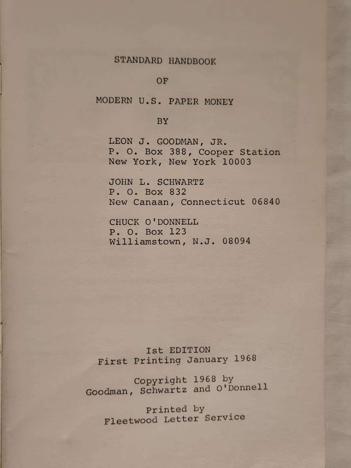 1968 Standard Handbook of Modern U.S. Paper Money - 1st Edition/1st Printing - Thumbnail 2