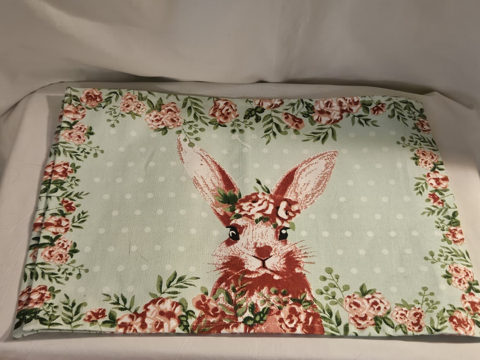 SET 2 Multicolored Spring Easter Bunny Cotton Material Placemats