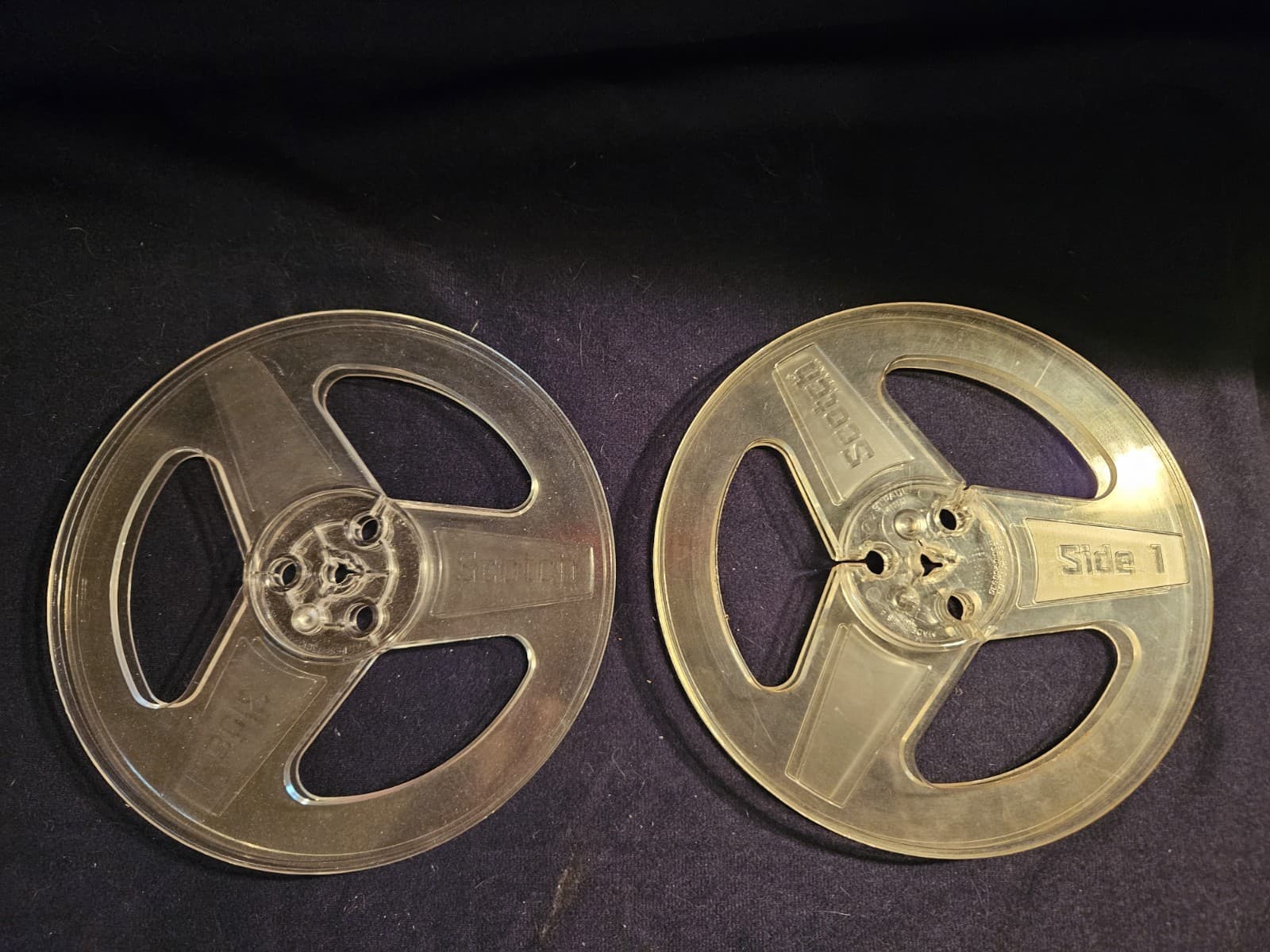 SET 2 Scotch 3M Clear Plastic R2R 7" D - 1/4" Empty Reel to Reels