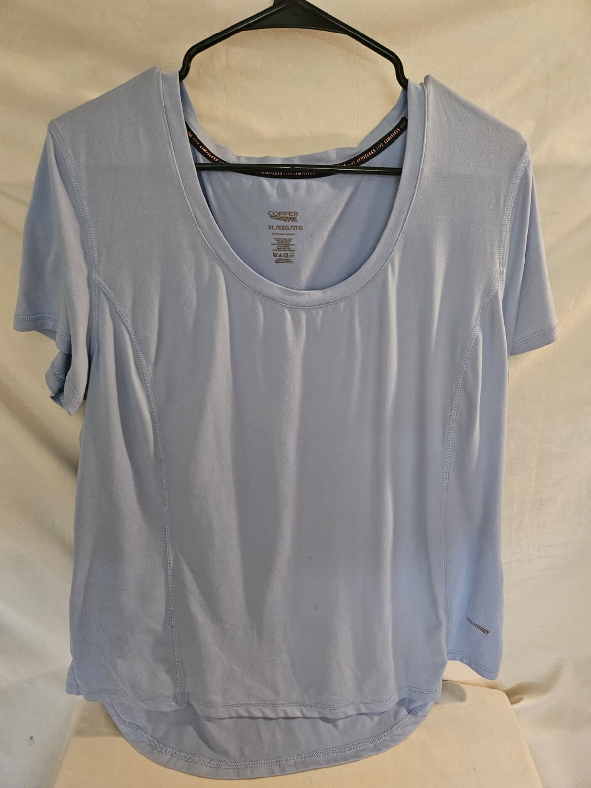 Copper Fit XL Baby Blue Workout Athletic Yoga Top Blouse Pullover Shirt S/s