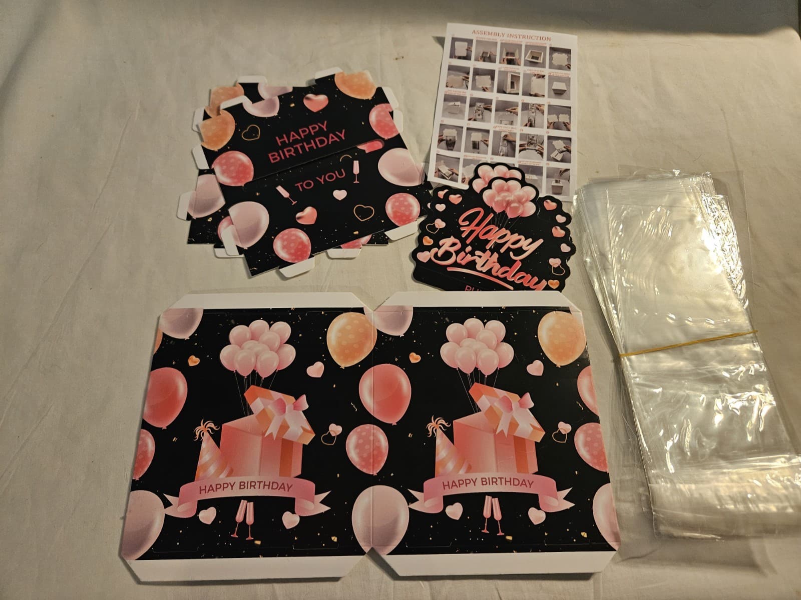 NEW Pink Happy Birthday Square Money Cash Pull Out Surprise DIY Box - Thumbnail 2