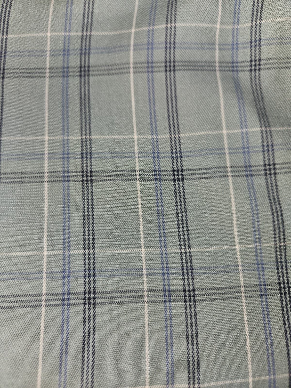 Roundtree & York 2XT Button Down Green Plaid Shirt w/ Black Blue White Stripes - Thumbnail 3