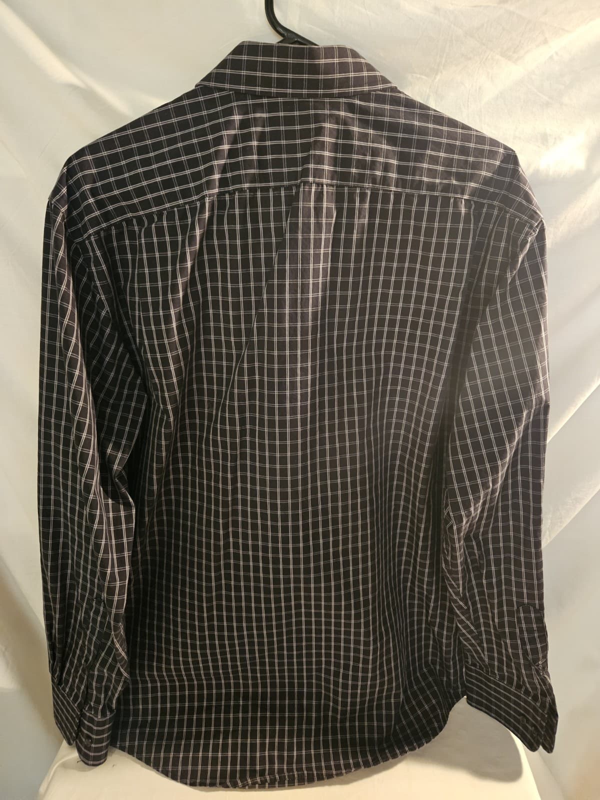 NWOT George Mens Large Black & White Check Dress Business Shirt L/s --42/44 - Thumbnail 2