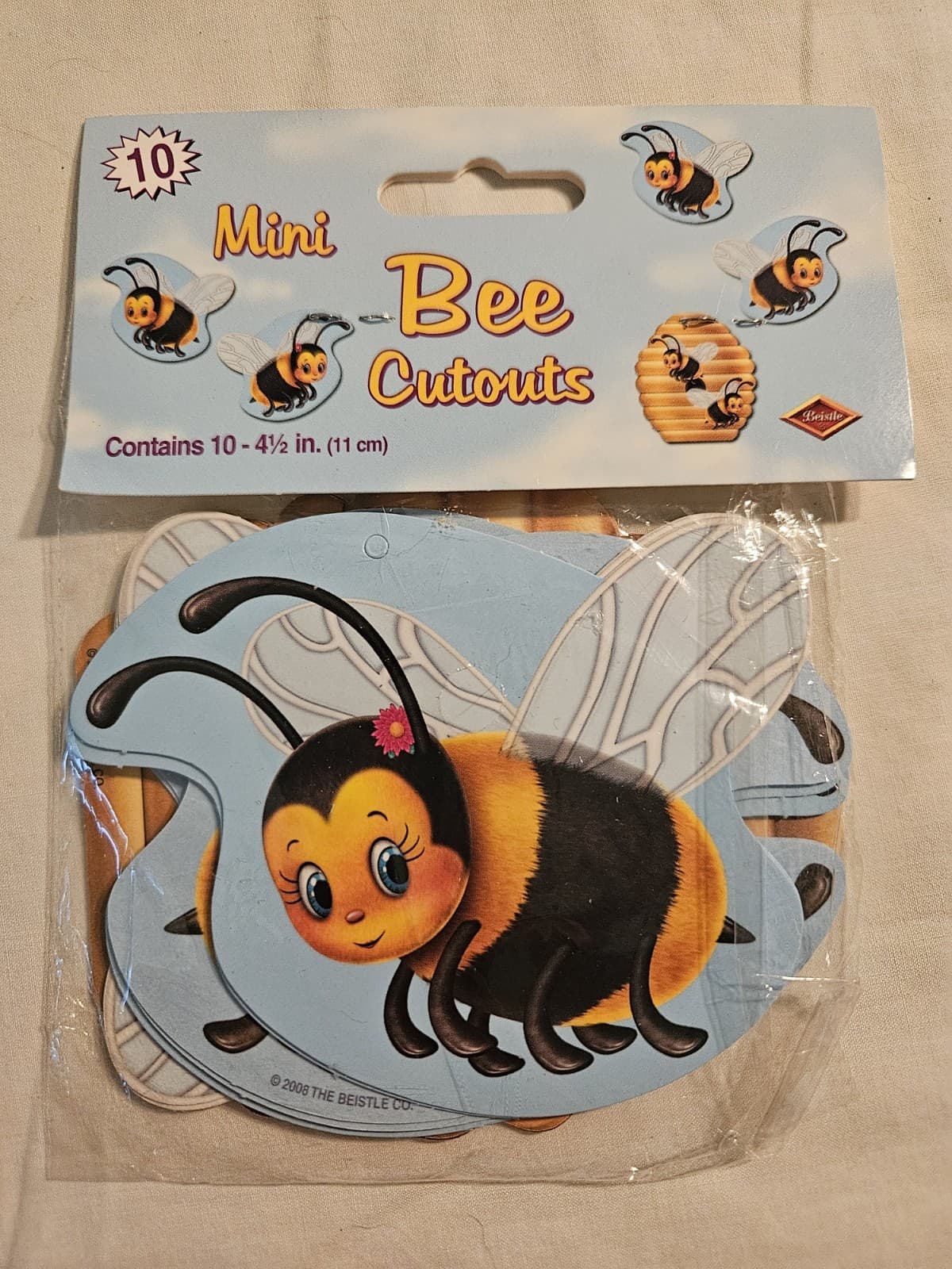 NEW 10 Mini BEE & Beehive Cardboard Cutouts Scrapbooking Teacher School Crafts