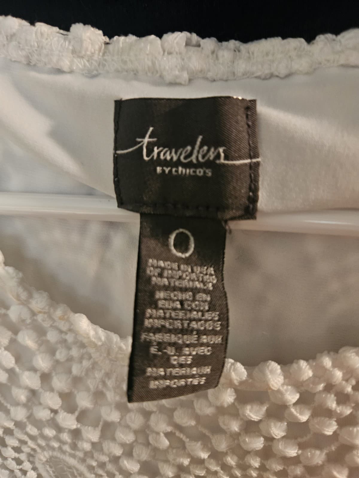 Chico's Travelers 0 Small White Lace overlay pullover tank Top Blouse Shirt S/s - Thumbnail 4