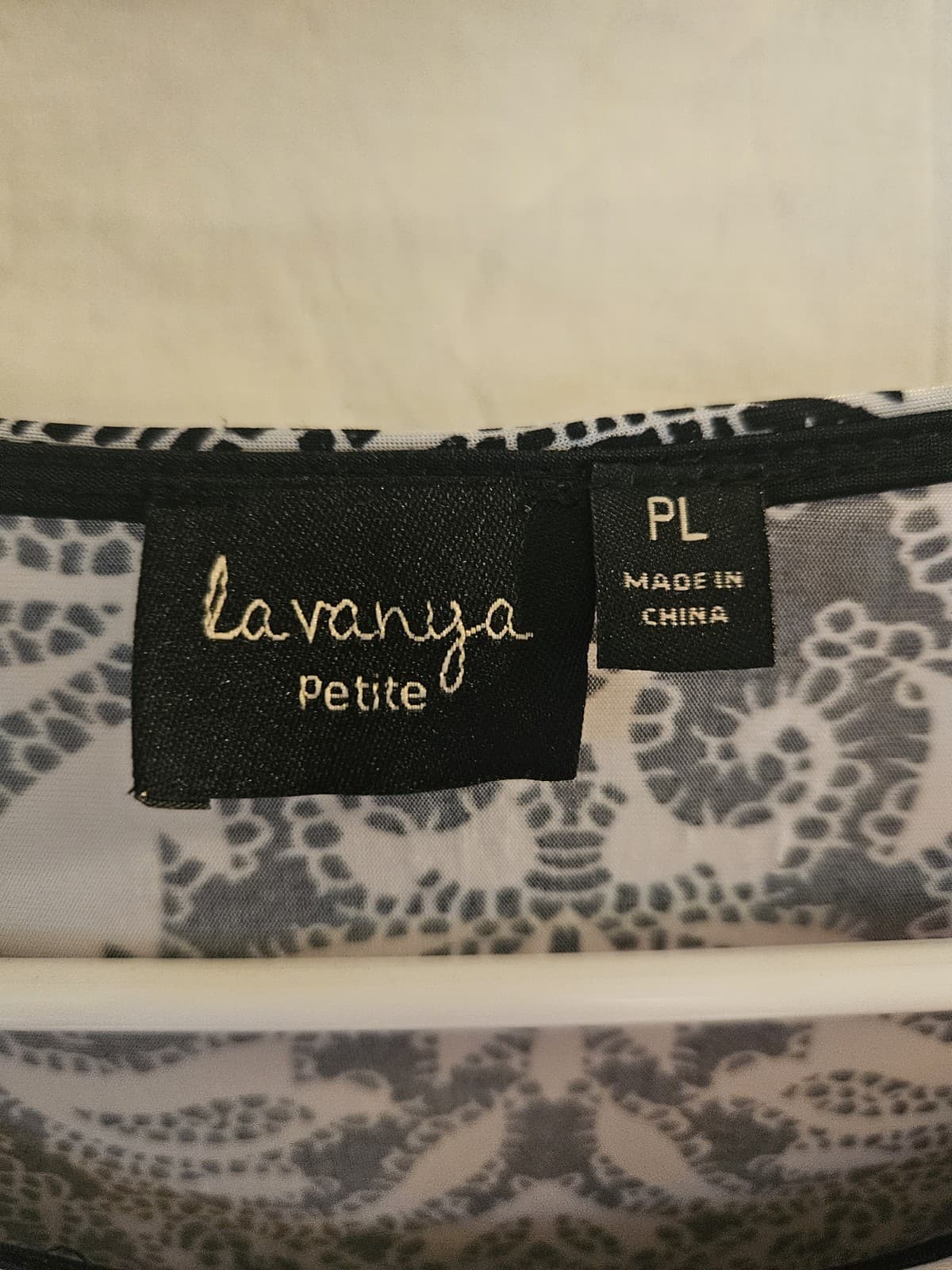 LaVanya Petite Large PL Black & White w/Rinestones Top Tunic Blouse 3/4 Sleeve - Thumbnail 5