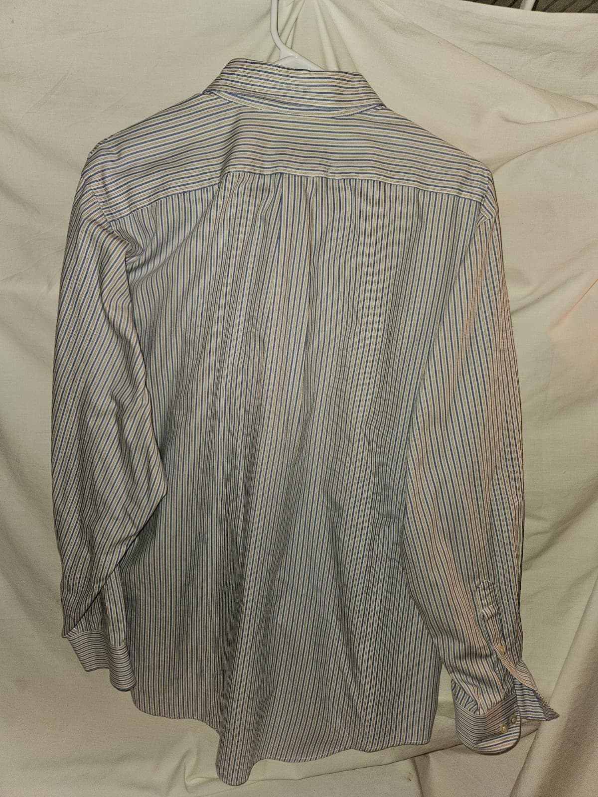 Chaps Ralph Lauren Mens 16/ 16-1/2 Blue Brown White Striped 34/35 LS Dress Shirt - Thumbnail 2