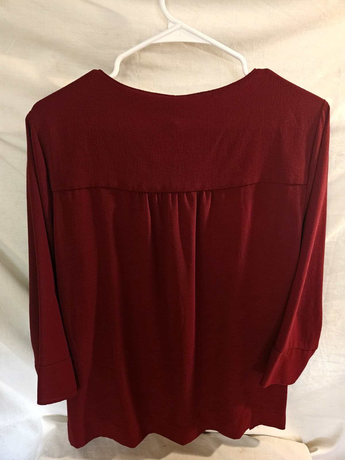 New Directions LARGE Burgundy Rust Career Blouse Pullover Top 3/4 Sleeve - Thumbnail 2