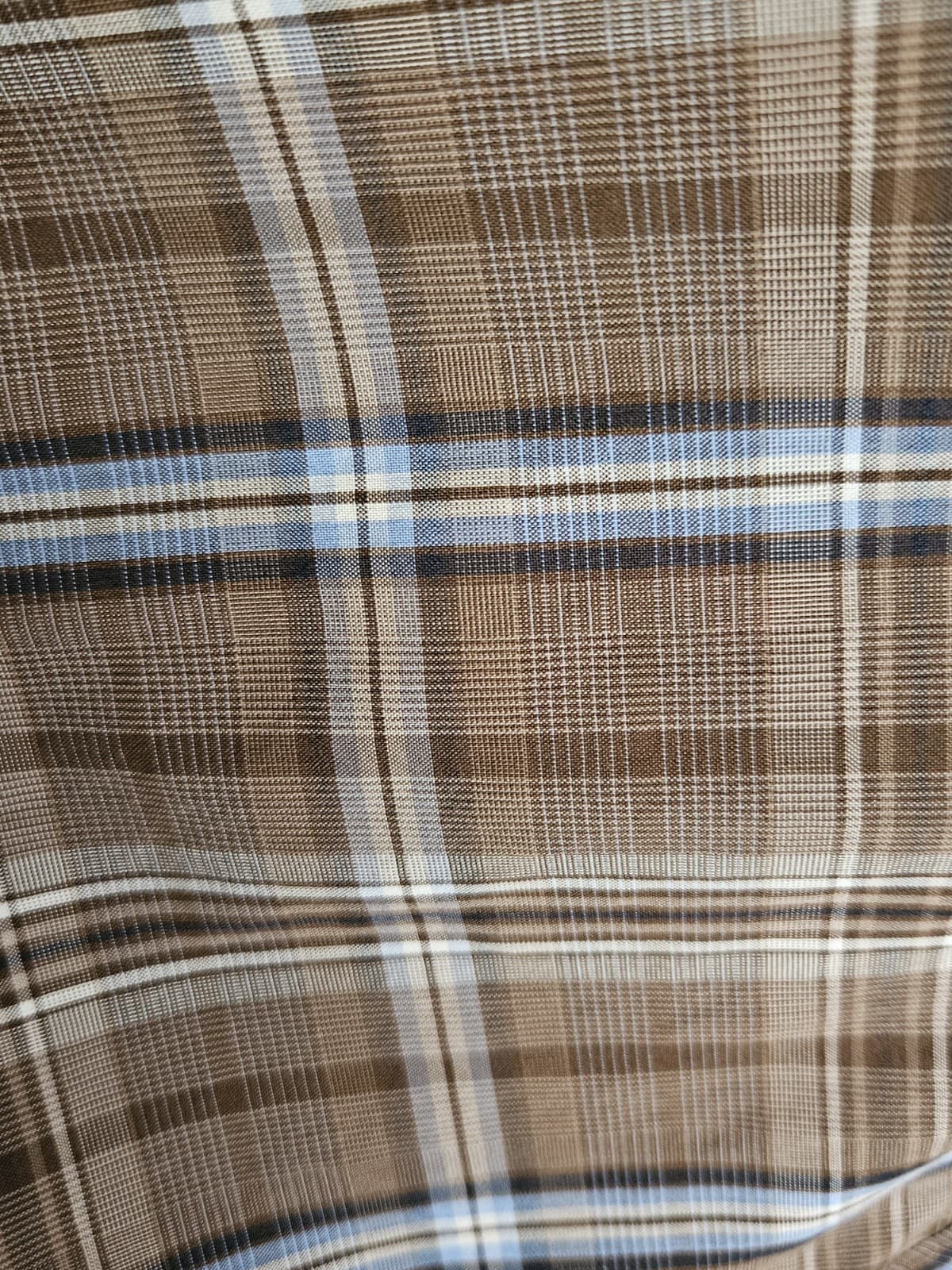 Roundtree & York 2XT Button Down Brown Plaid Shirt w/ Black Blue White Stripes - Thumbnail 2