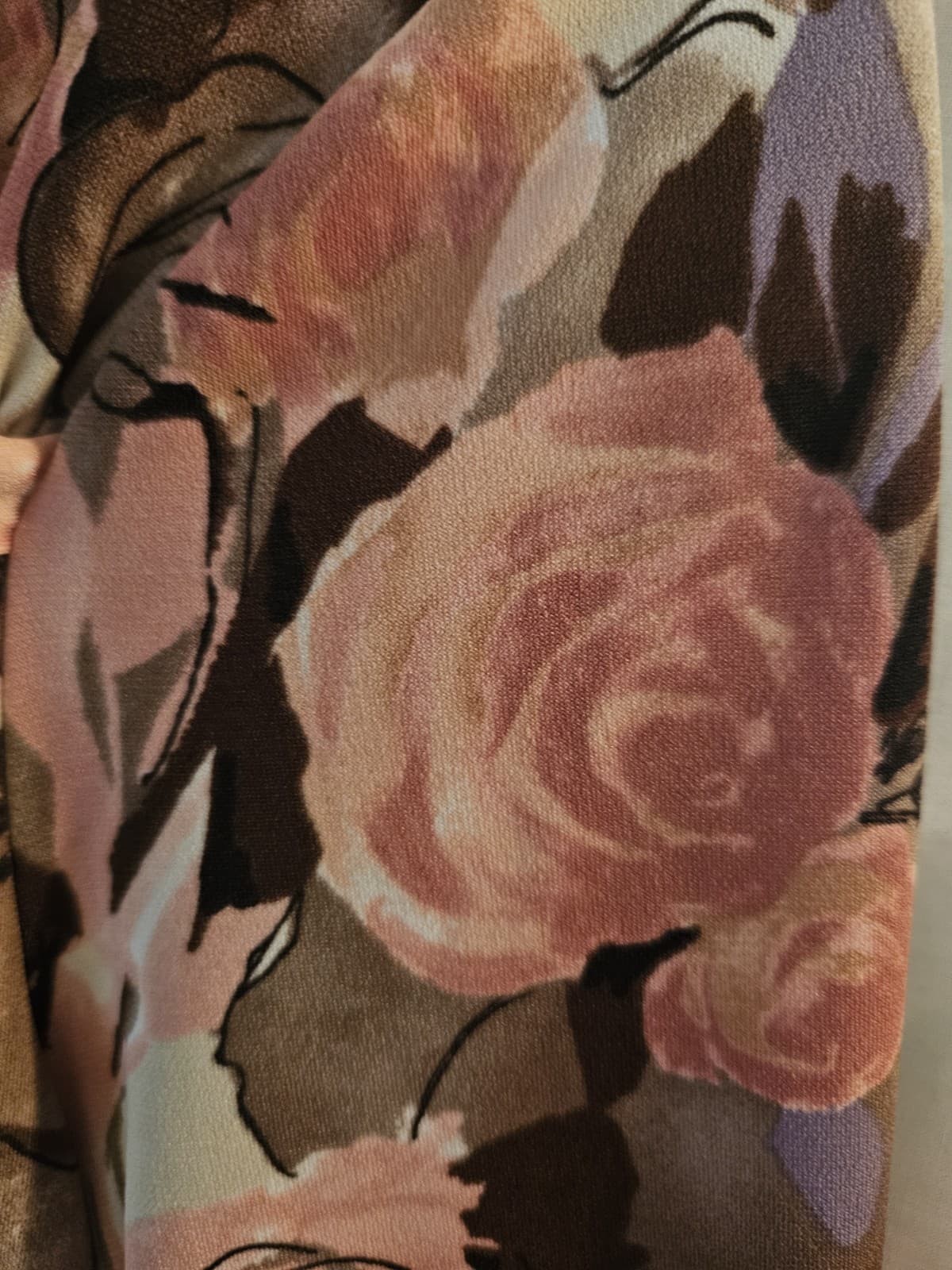 George stretch 8/10 Medium Flowered Fitted Top Pullover Blouse 3/4 Sleeve - Thumbnail 3