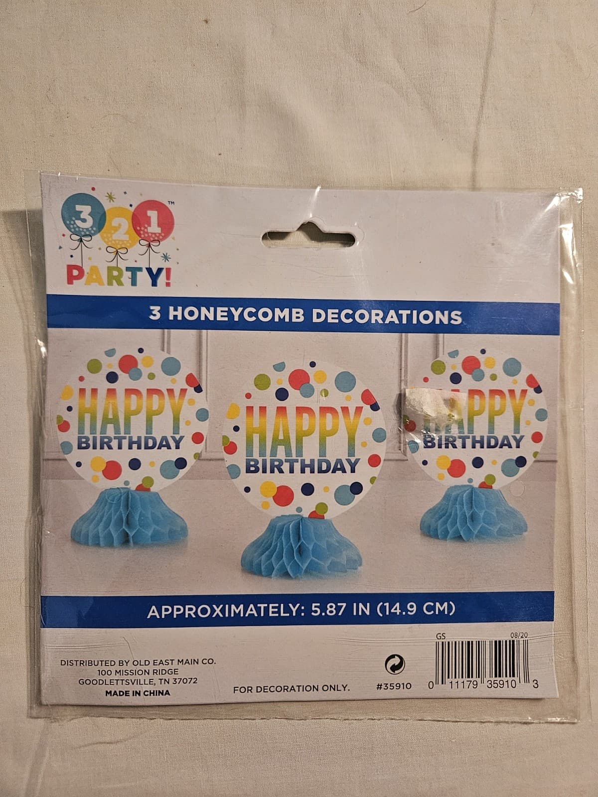 NEW 321 Party 3 Honecomb Centerpiece Table Happy Birthday Party Decorations