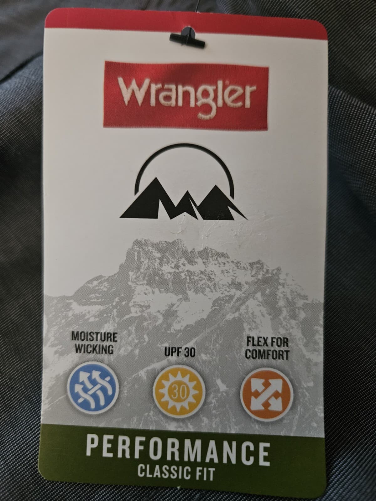 NWT Wrangler Mens Large Charcoal Gray tiny box patterned Performance Shirt L/s - Thumbnail 7