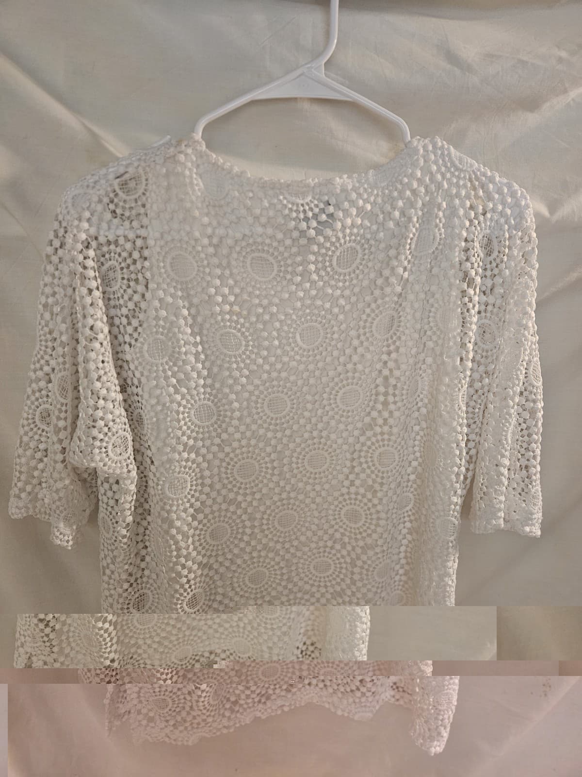 Chico's Travelers 0 Small White Lace overlay pullover tank Top Blouse Shirt S/s - Thumbnail 3