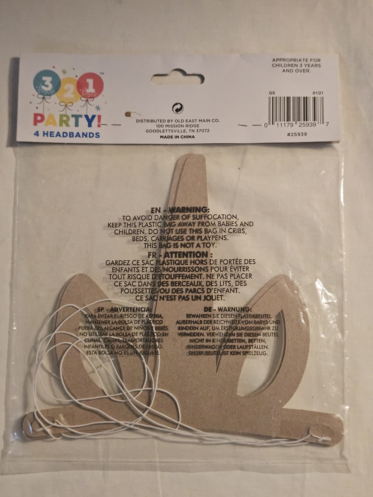 NEW 321 Party Set 4 Cardboard Gold Unicorn Headbands - Thumbnail 3