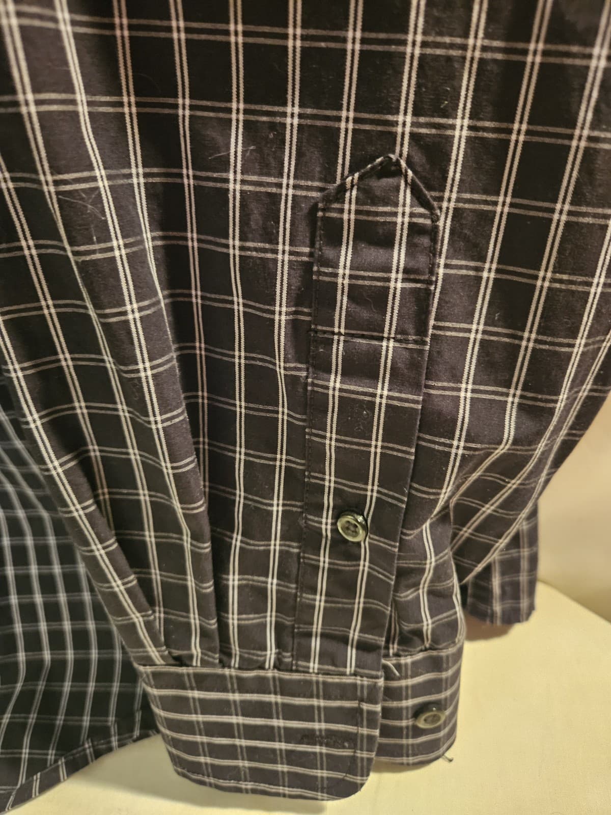 NWOT George Mens Large Black & White Check Dress Business Shirt L/s --42/44 - Thumbnail 4