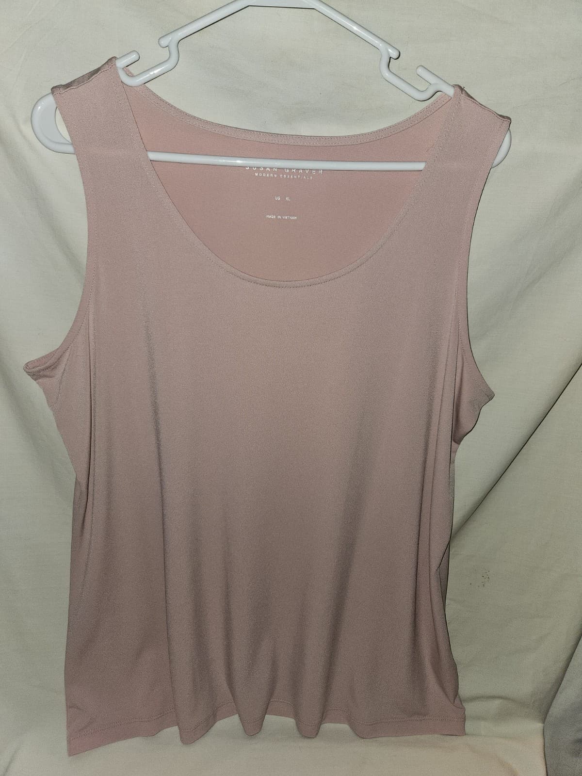 EUC Susan Graver Modern Essential XL Soft PINK Tank Top Liner Blouse Liquid Knit