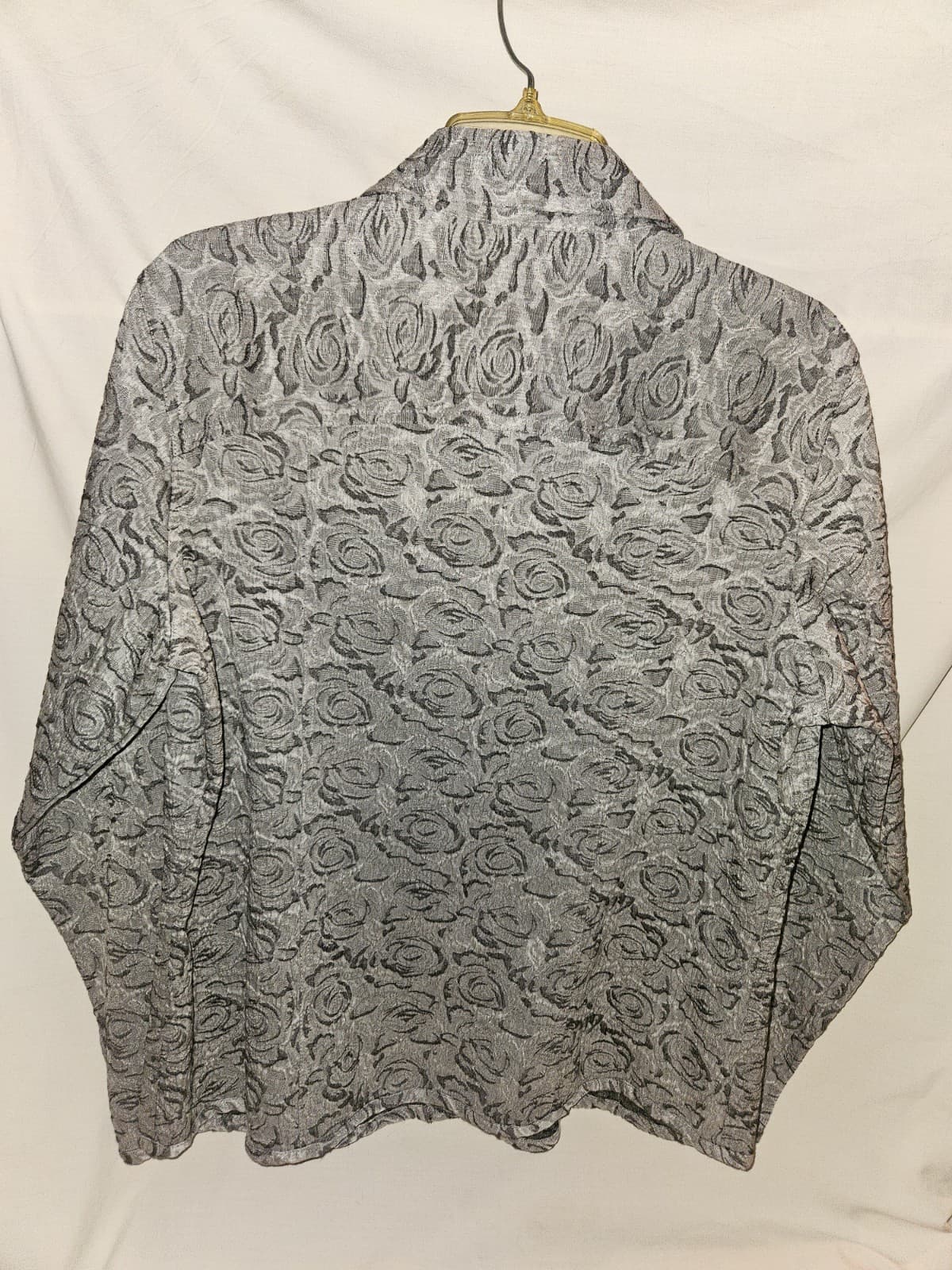 Chico's 2 Large Gray Grey Floral print L/s Casual Coat Jacket Blazer - Thumbnail 2