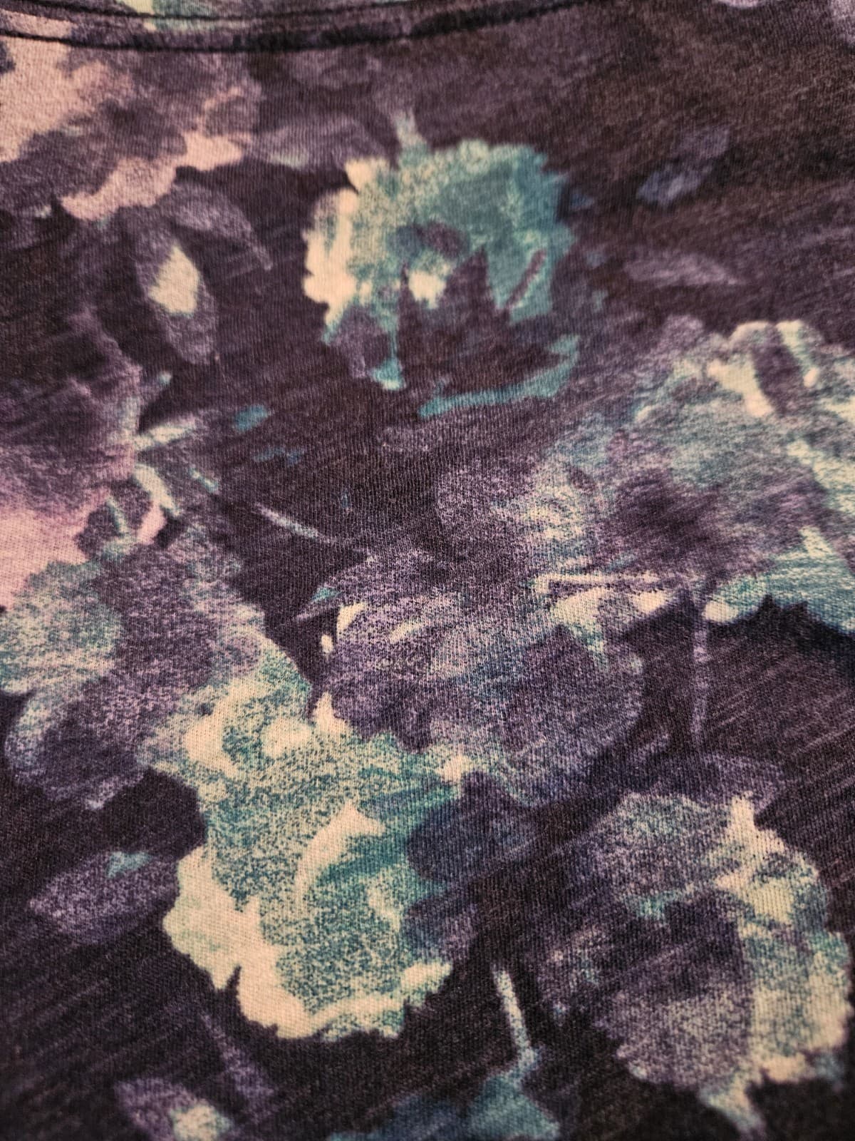 Sonoma Sz XL Blue Green Purple Flowered Long Sleeve Casual V-neck Top Tee Shirt - Thumbnail 3