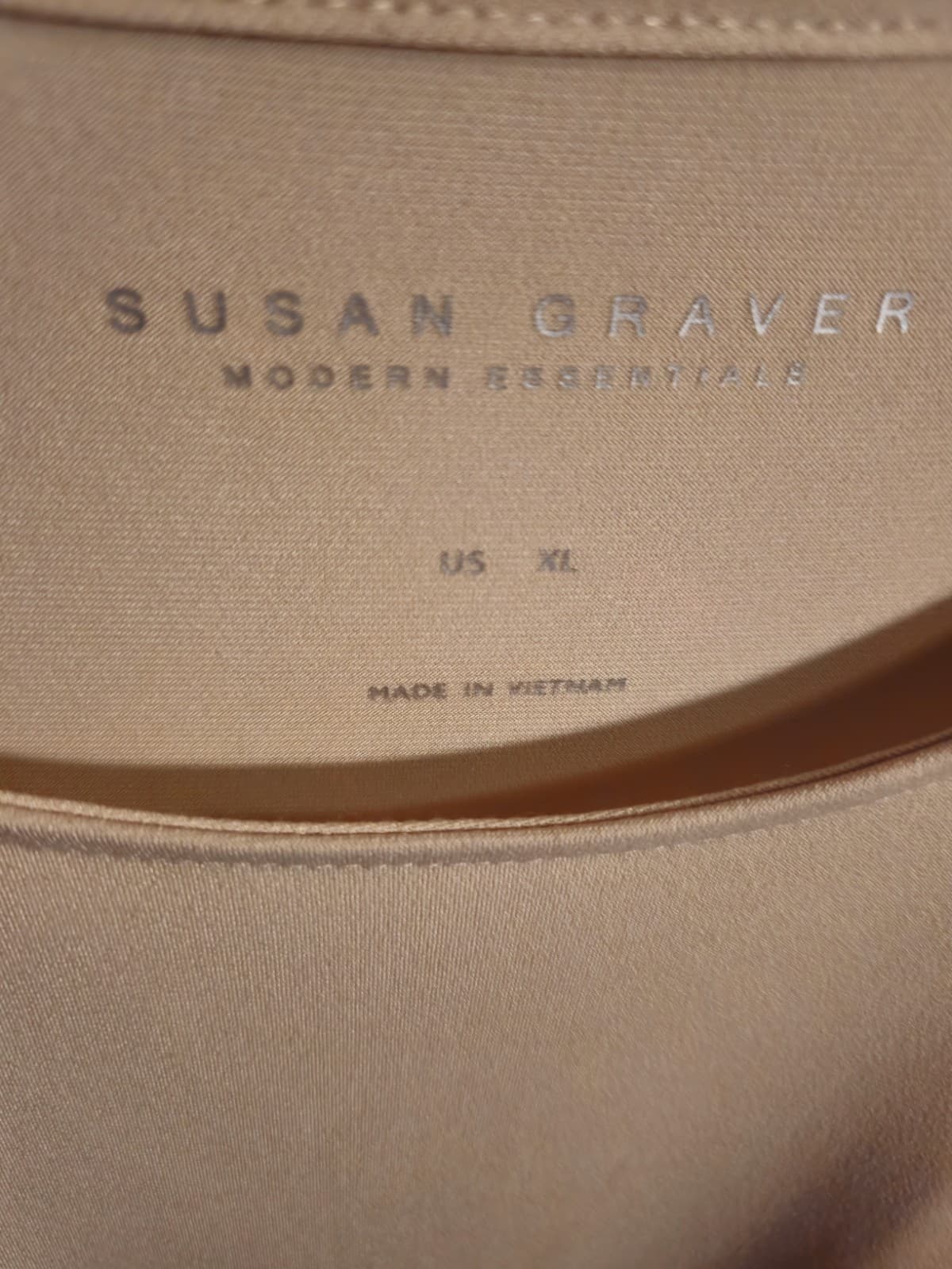 EUC Susan Graver Modern Essential XL Tan Beige Tank Top Liner Blouse Liquid Knit - Thumbnail 3
