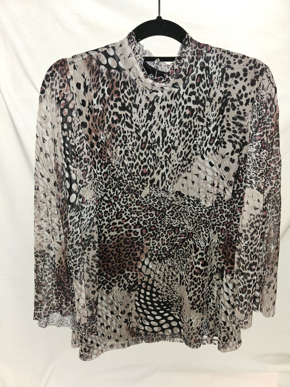 NWT Chico's Sz 3 (XL) Animal Print Tiger Leopard Snake Top Blouse L/s mock neck