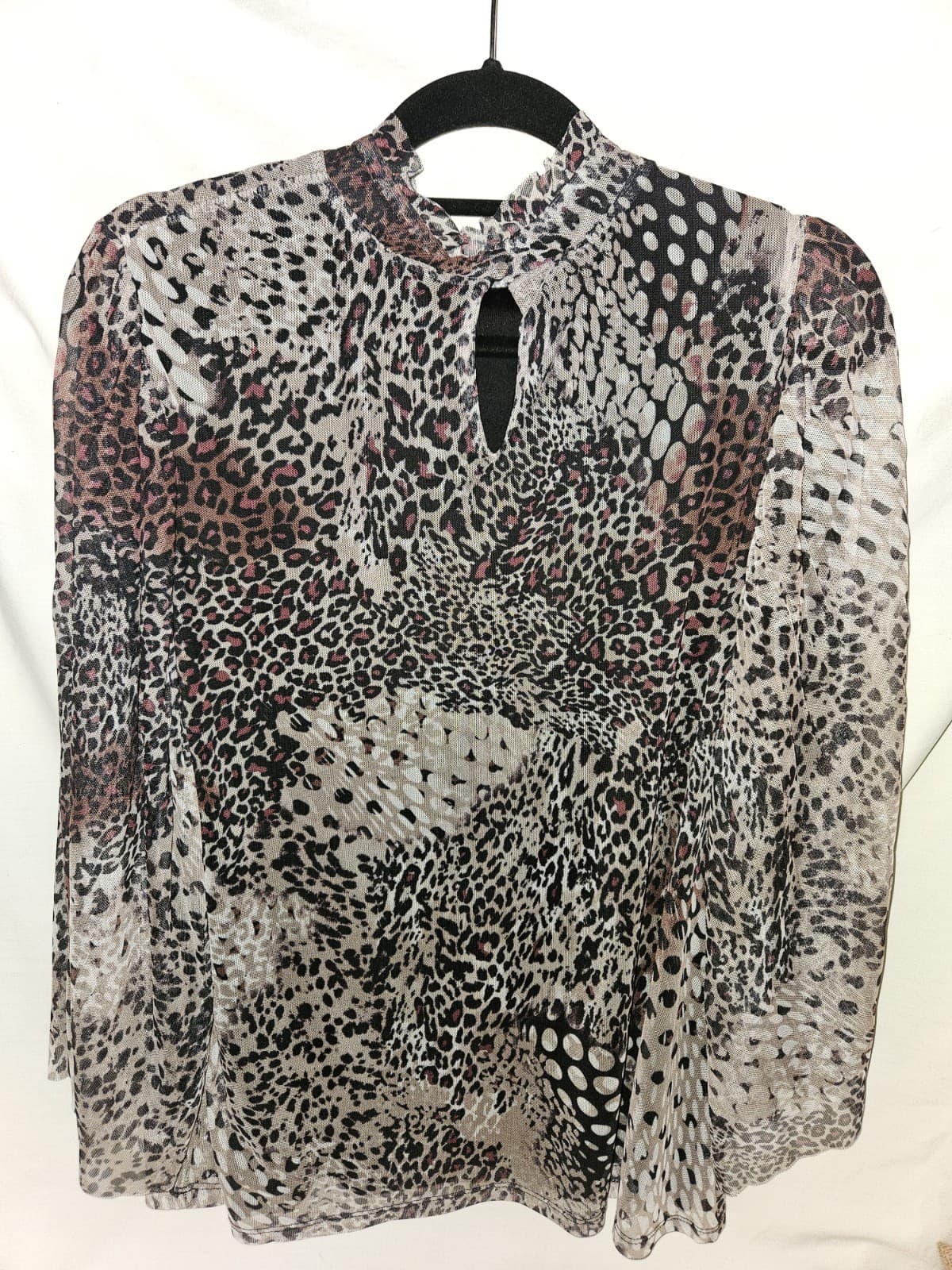 NWT Chico's Sz 3 (XL) Animal Print Tiger Leopard Snake Top Blouse L/s mock neck - Thumbnail 2