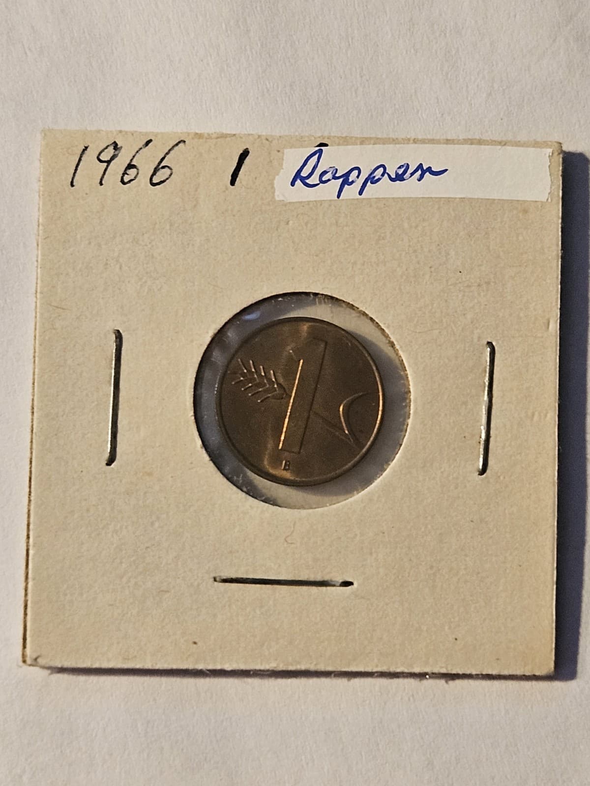 1966-B Switzerland 1 Rappen Coin