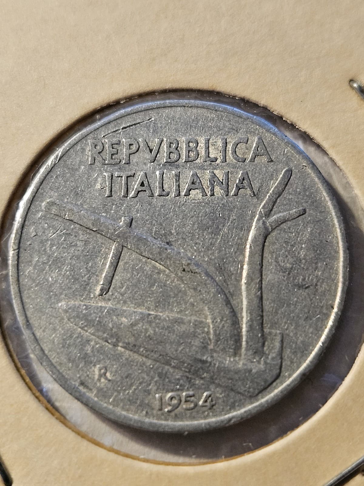 1954-R Italy Italian 10 Lire Coin - Thumbnail 2