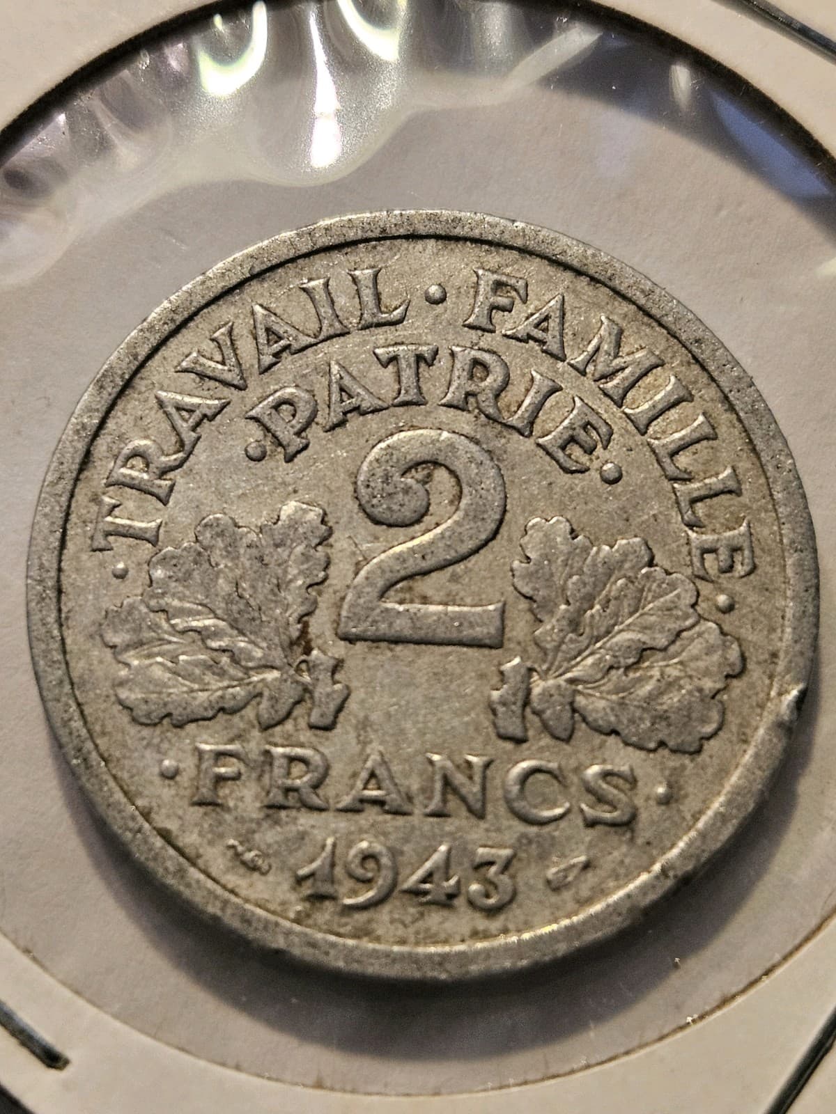 1943 France 2 Franc Coin - Thumbnail 2