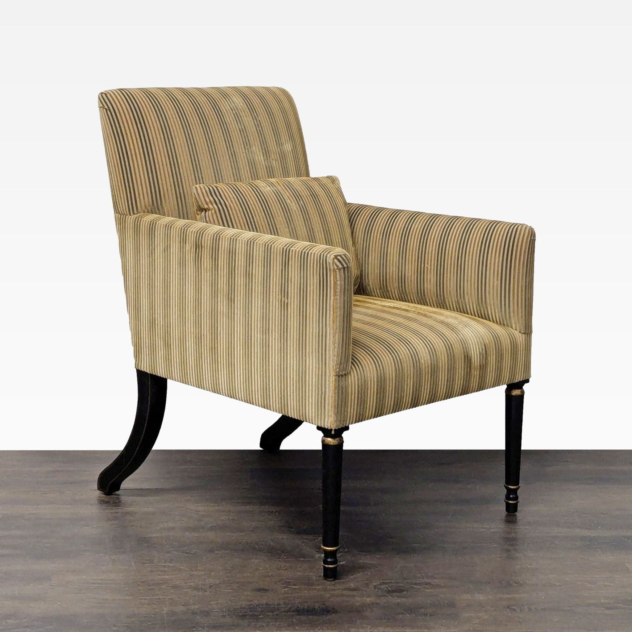 Dessin Fournir Striped Upholstered High-Back Armchair - Thumbnail 4
