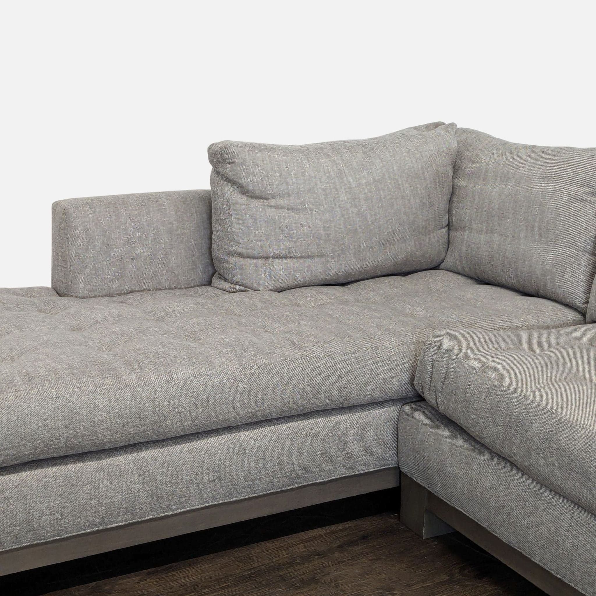 Swaim Abbott Modern Gray Sectional Sofa with Tufted Chaise - Thumbnail 8