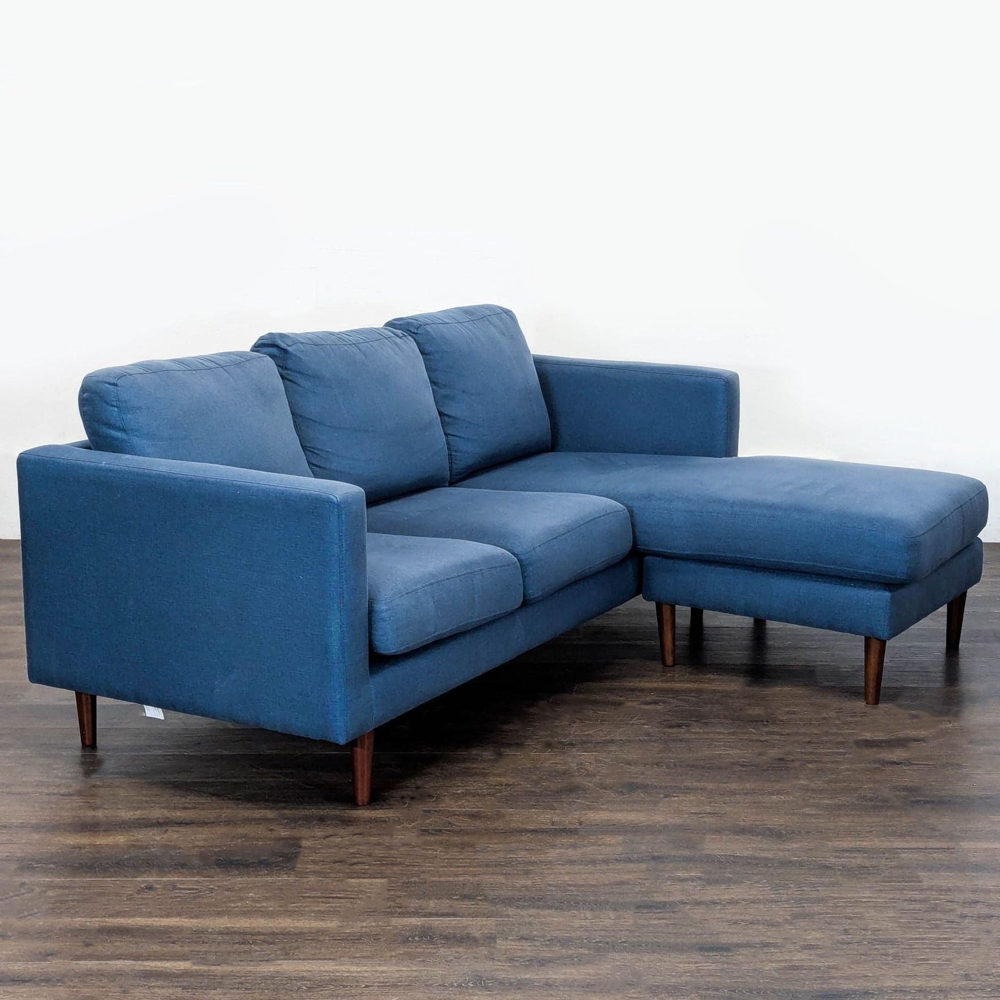 Rivet Revolve Blue Sectional Sofa with Right Chaise - Modern Design - Thumbnail 2