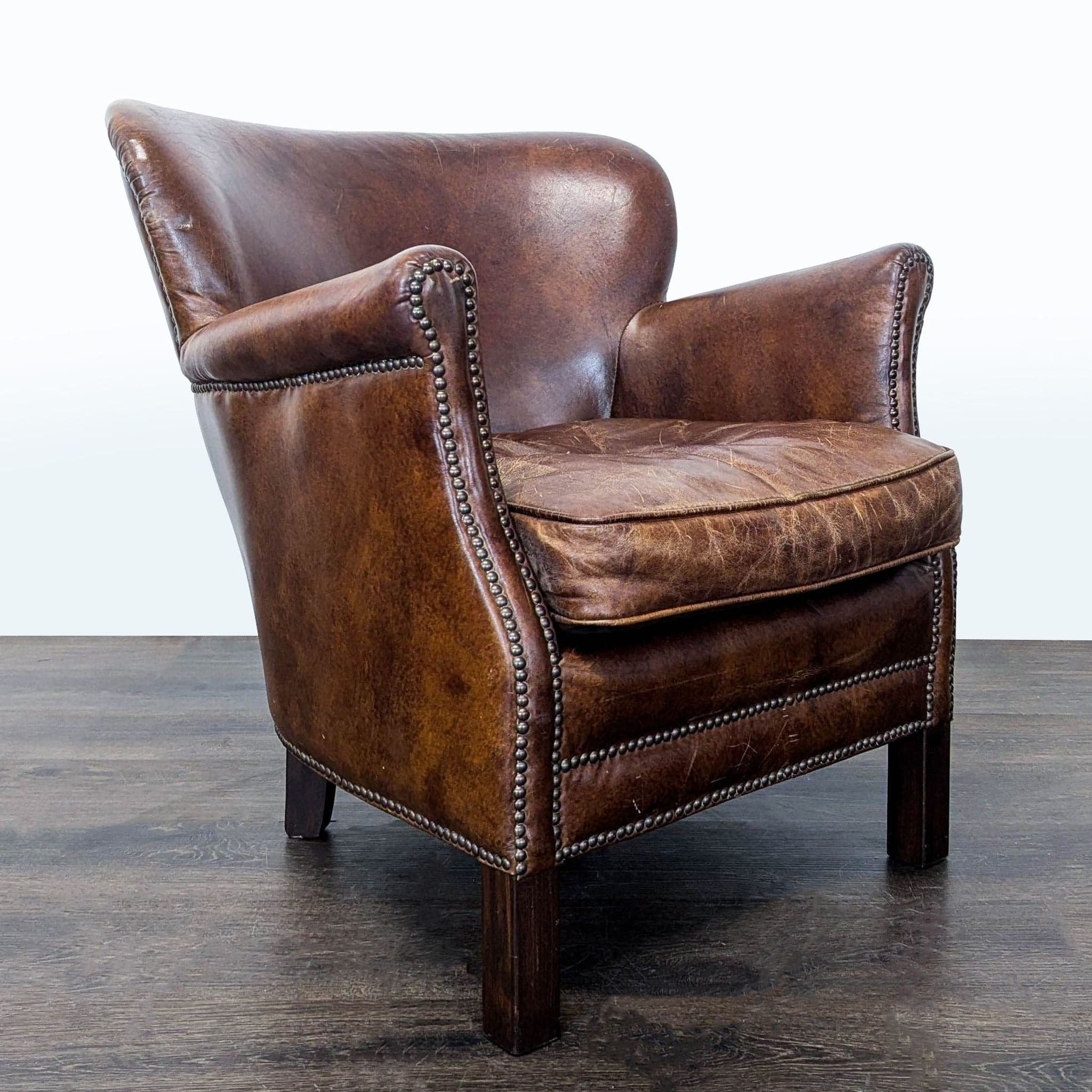 Restoration Hardware Professor Leather Lounge Chair - Thumbnail 2