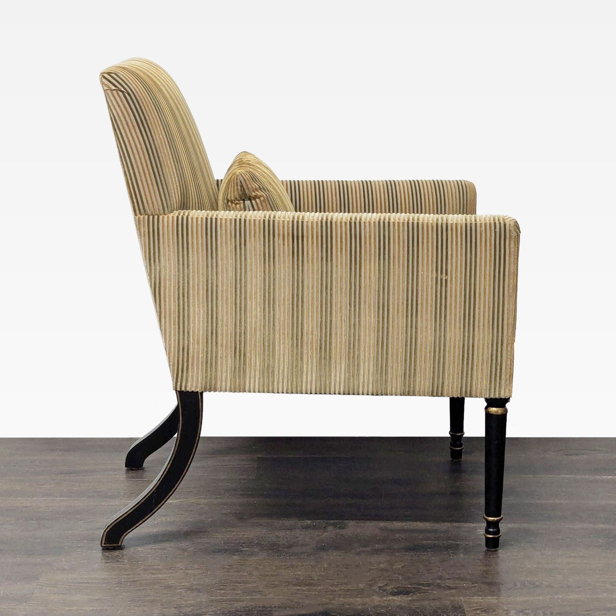 Dessin Fournir Striped Upholstered High-Back Armchair - Thumbnail 2