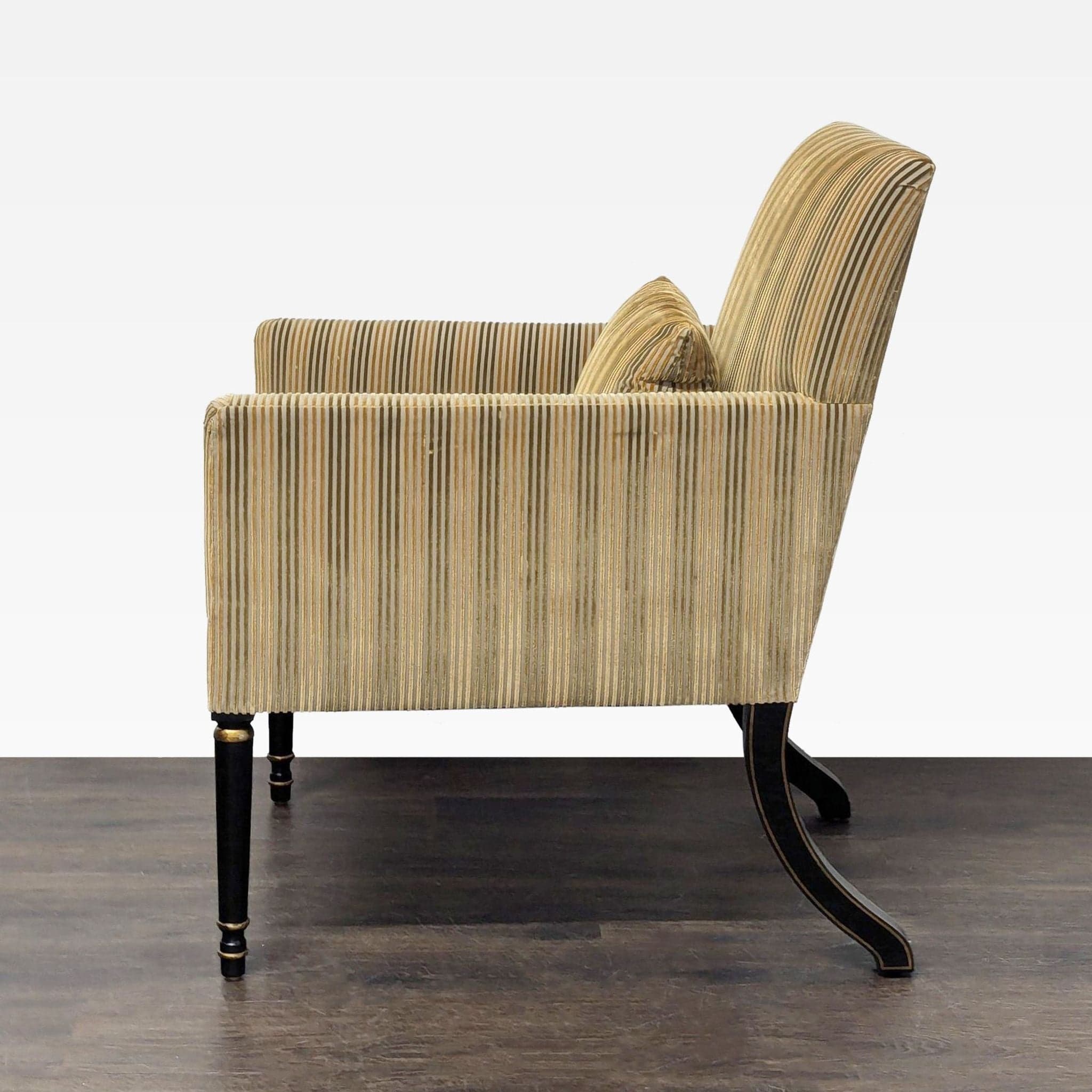 Dessin Fournir Striped Upholstered High-Back Armchair - Thumbnail 5