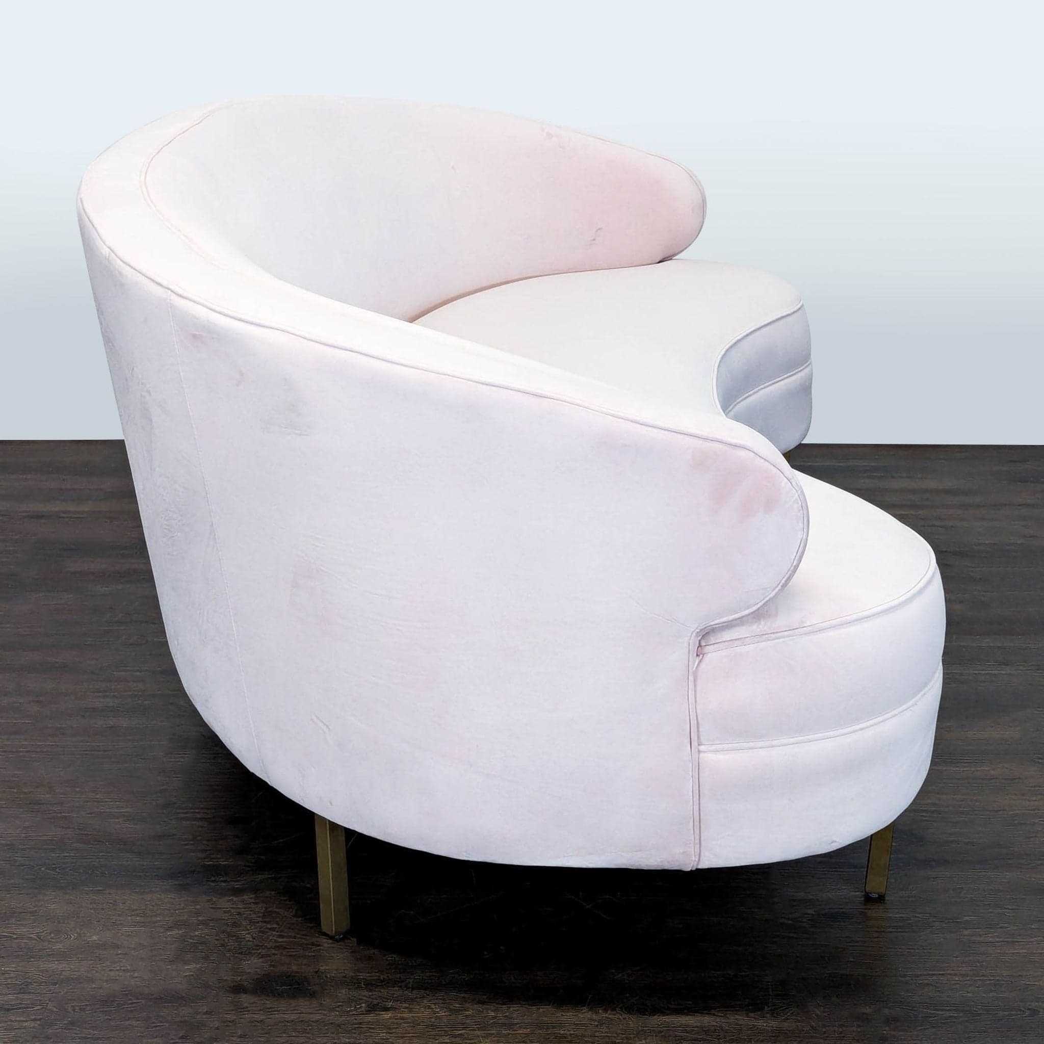 Safavieh 3-Seat Curved Pink Velvet Sofa with Gold Legs - Thumbnail 3