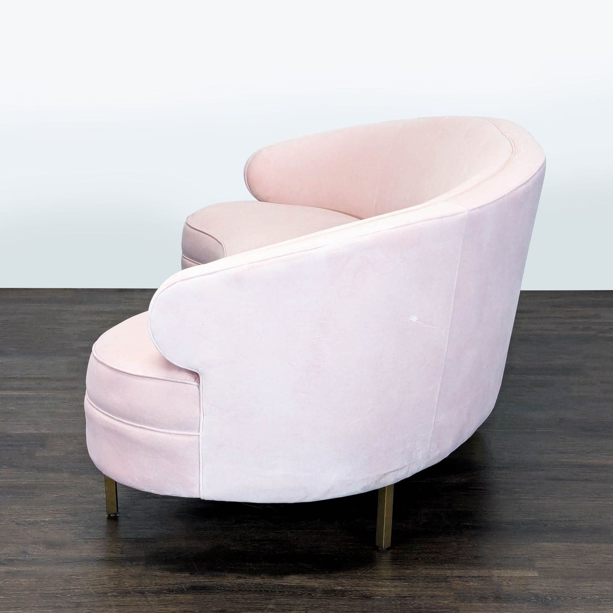 Safavieh 3-Seat Curved Pink Velvet Sofa with Gold Legs - Thumbnail 5