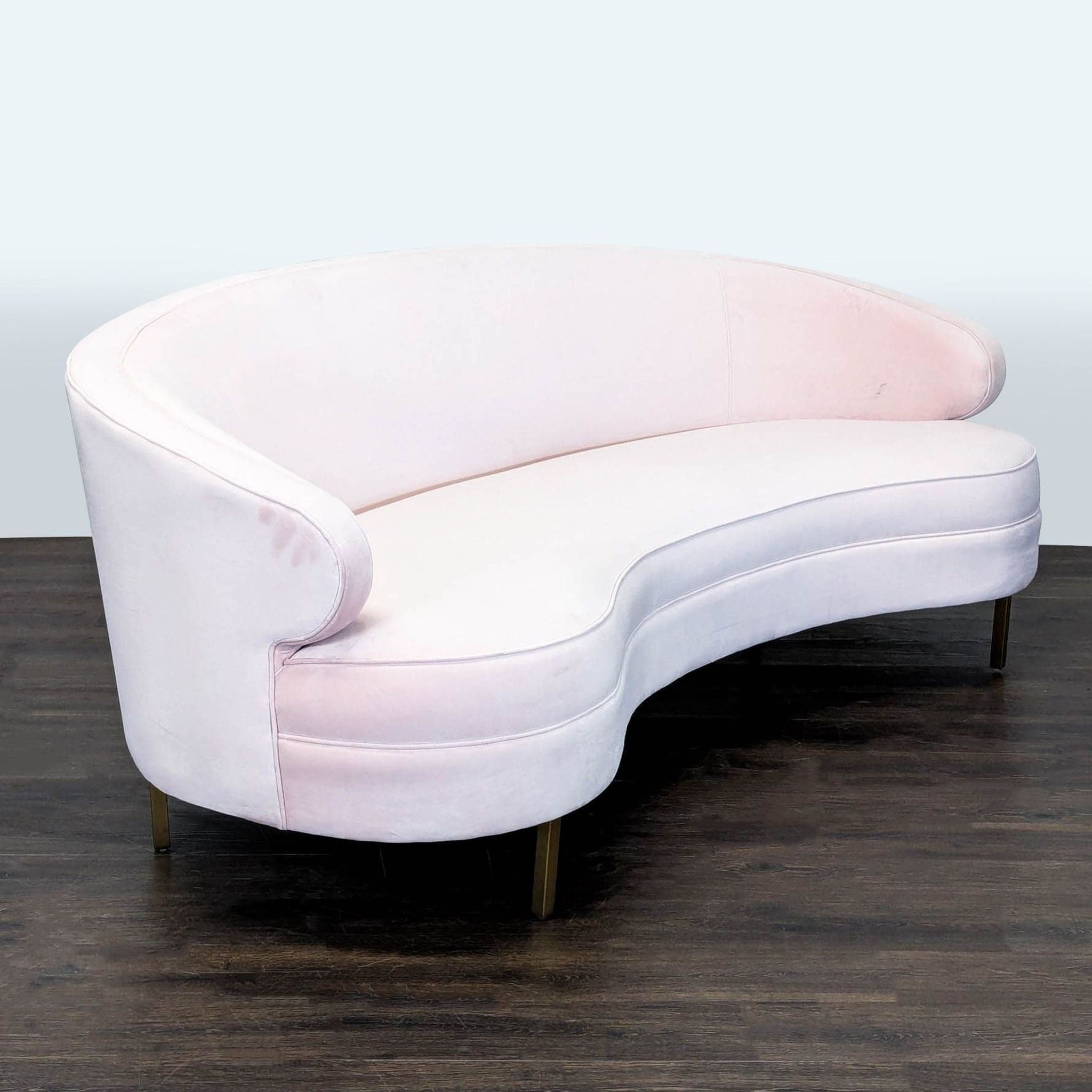 Safavieh 3-Seat Curved Pink Velvet Sofa with Gold Legs - Thumbnail 2