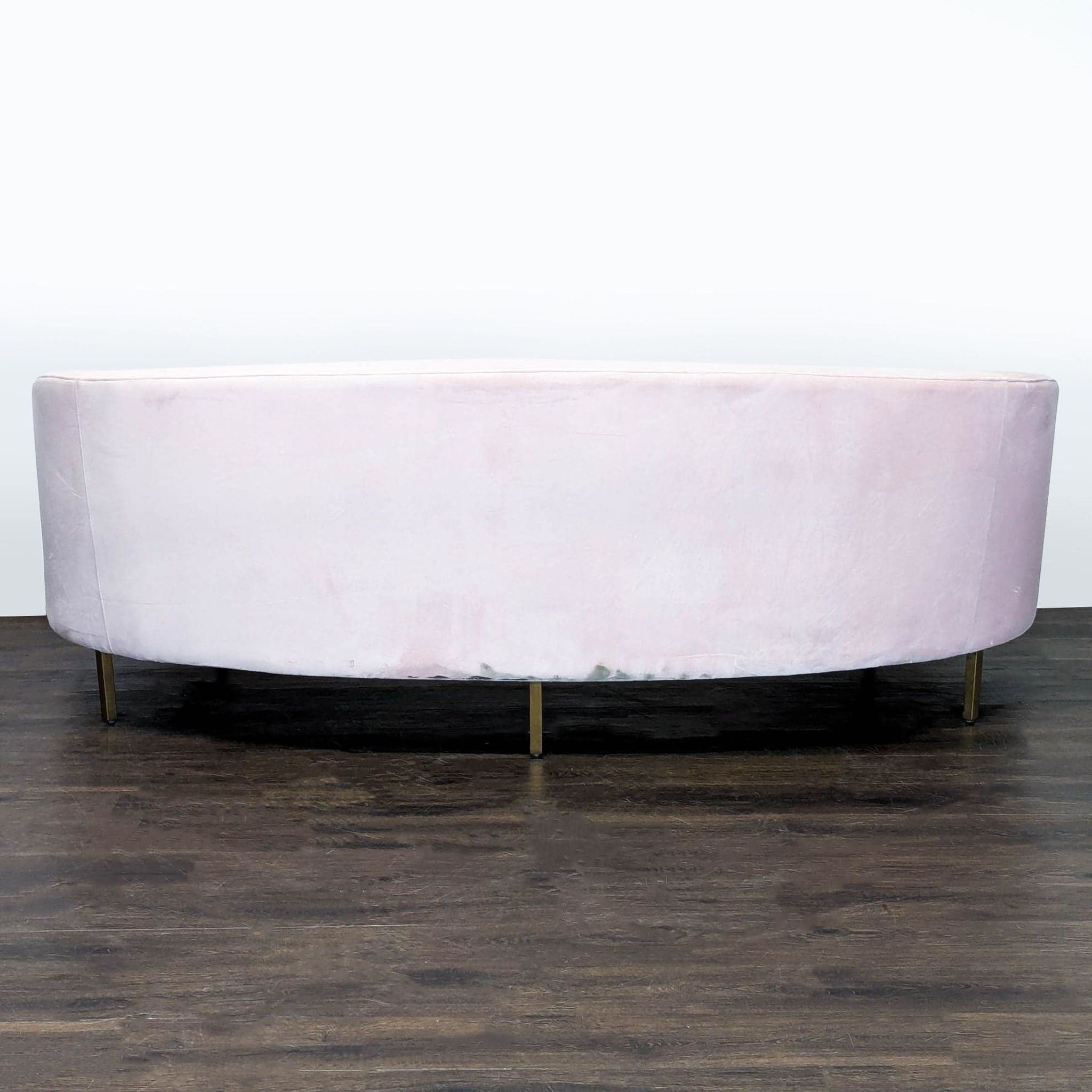 Safavieh 3-Seat Curved Pink Velvet Sofa with Gold Legs - Thumbnail 4