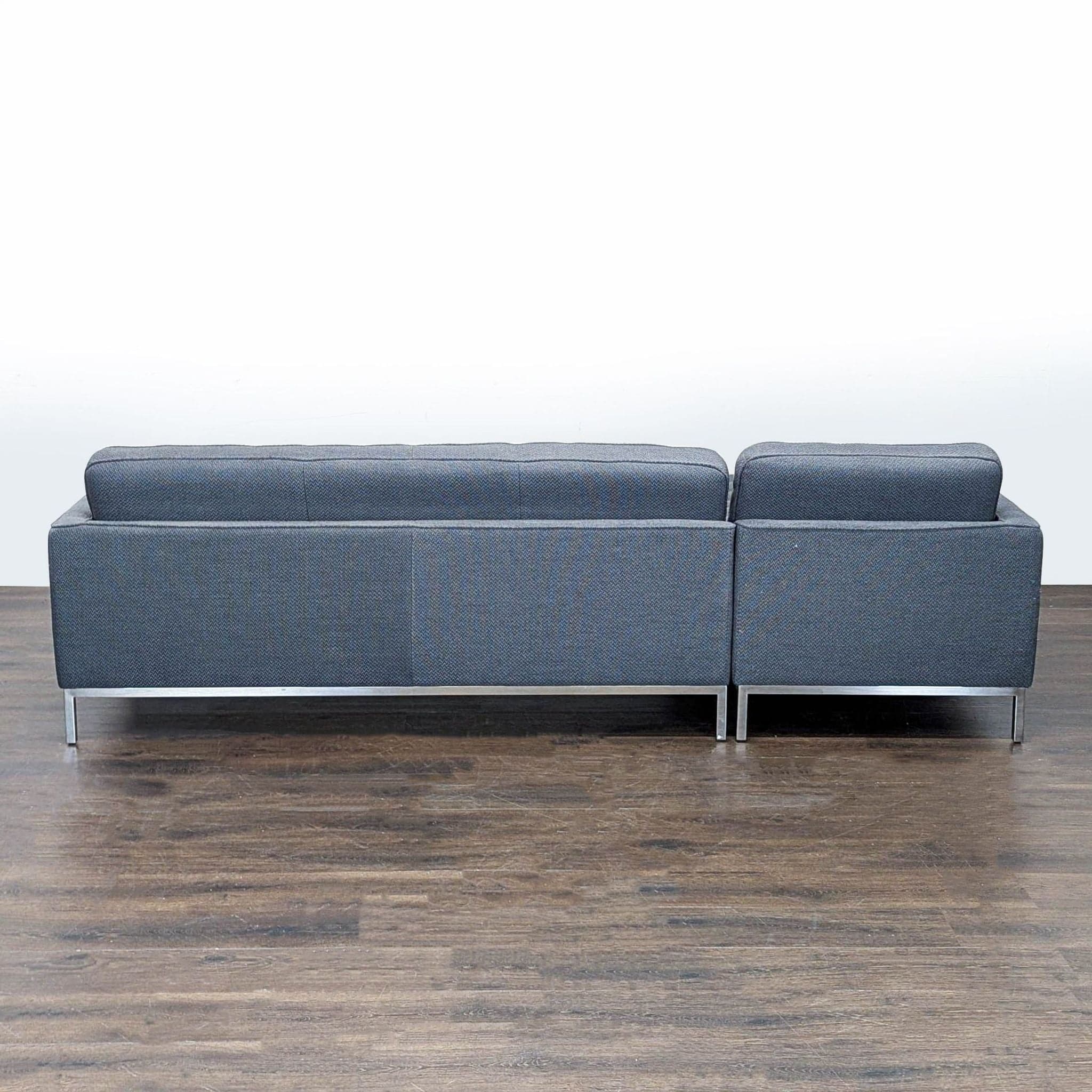 Kardiel Modern Gray Sectional Sofa with Left Chaise and Metal Legs - Thumbnail 4