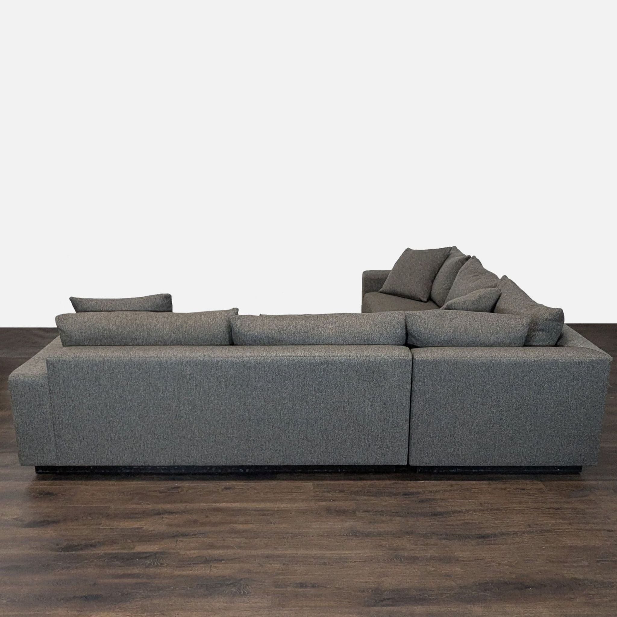 Rene Cazares Salvatore Modern Gray Fabric Sectional Sofa with Cushions - Thumbnail 5